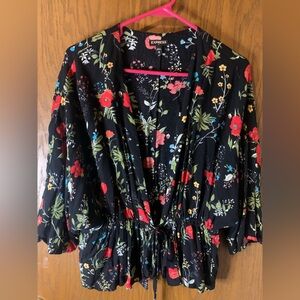 Express Women's Black Floral Top